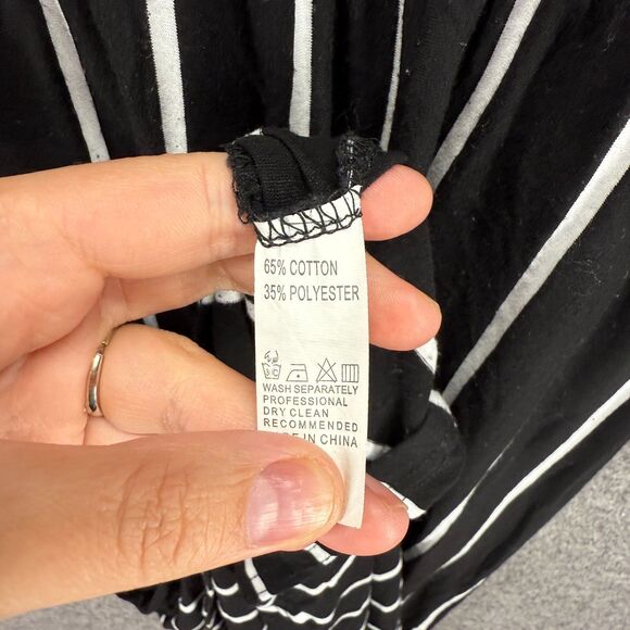 Hount Dress Women 2XL Black Striped Maxi Long Sleeve Cotton Round Neck Casual - Picture 6 of 7